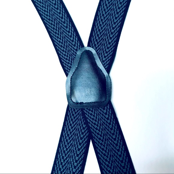 VINTAGE CAS West Germany Dapper brass clip adjustable dress suspenders Navy - Picture 3 of 8